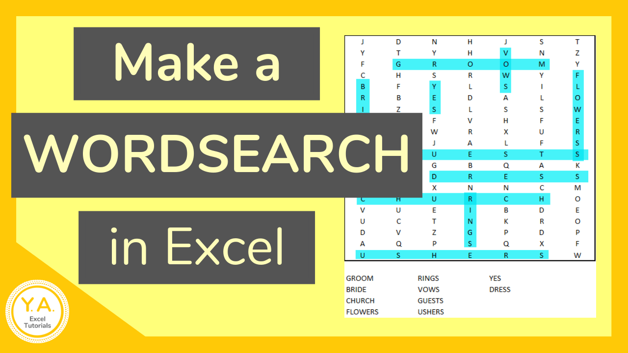 How To Make A Word Search Puzzle In Excel Video Tutorial 