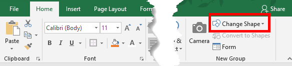 Change Shape in Ribbon