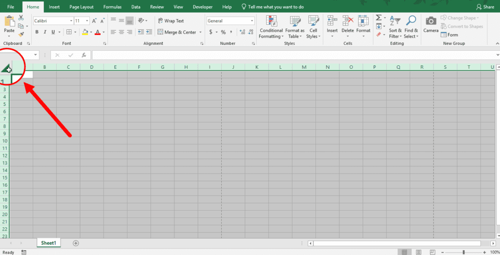 Select All in Excel