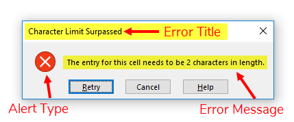 Data Validation Custom Error Alert Example