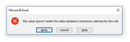 Excel Data Validation Default Stop Error Alert