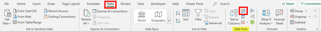 Flash Fill in Excel Ribbon. Data tab / Data Tools section