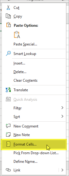 Right-click on selection / choose Format Cells to apply Strikethrough Formatting