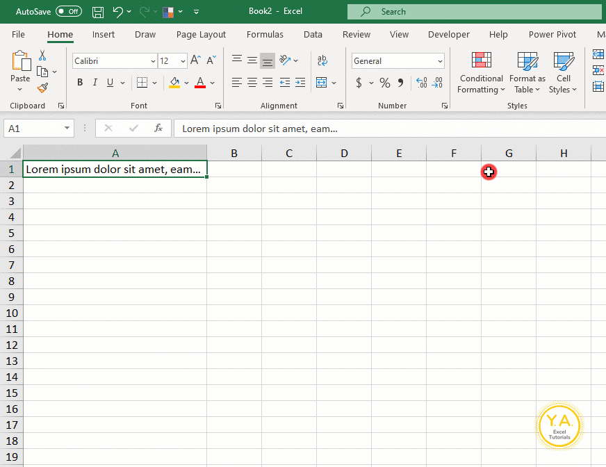 Strikethrough in Excel - Home tab / Font section / Format Cells