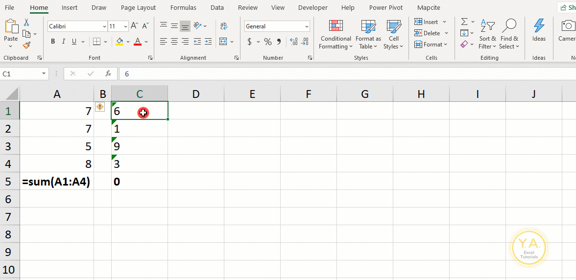 Convert Values to Numbers Using Text to Columns (gif)