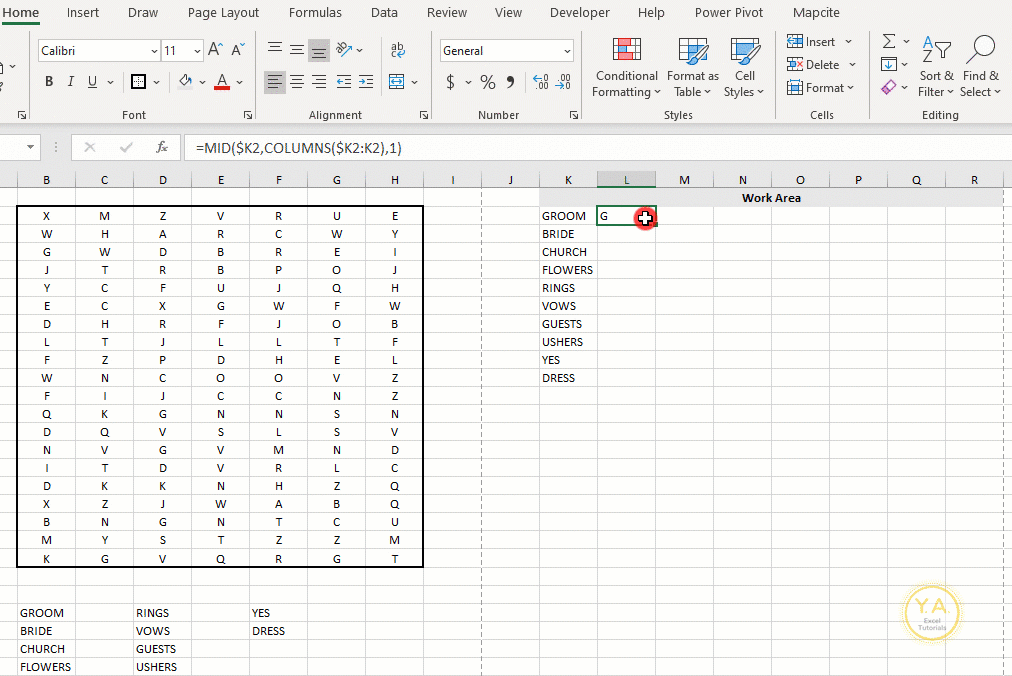 How To Make A Word Search Puzzle In Excel Video Tutorial 2022 