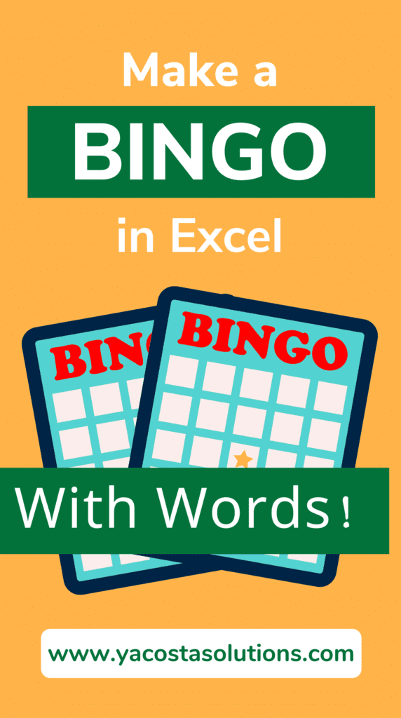 Make Bingo Cards With Words In Excel Video Tutorial