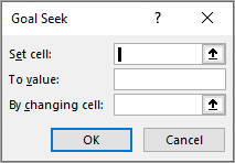 Excel Goal Seek Dialogue Box