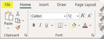 File tab in Excel