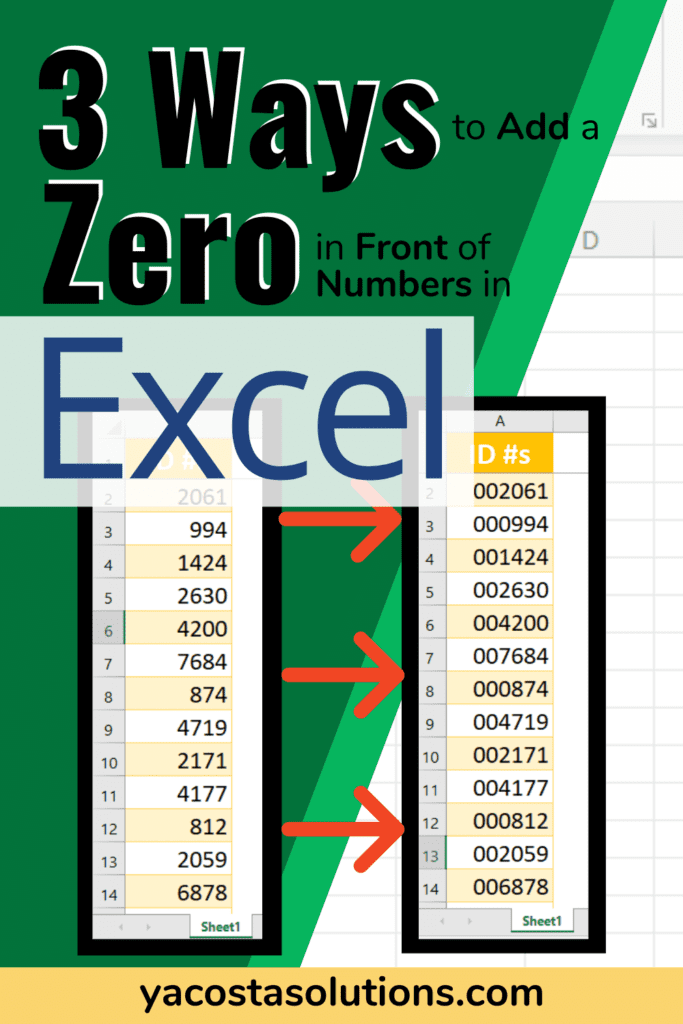 Add A Zero In Front Of A Number In Excel 3 Ways Video Tutorial   3 Wasy To Add Zero In Front Excel Pin For Pinterest 683x1024 