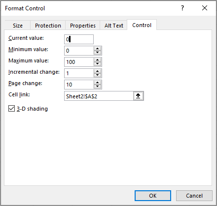Example of Format Control Settings for Percentages (image)
