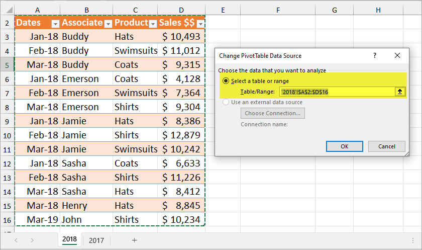 Pivot Table Data Range Error