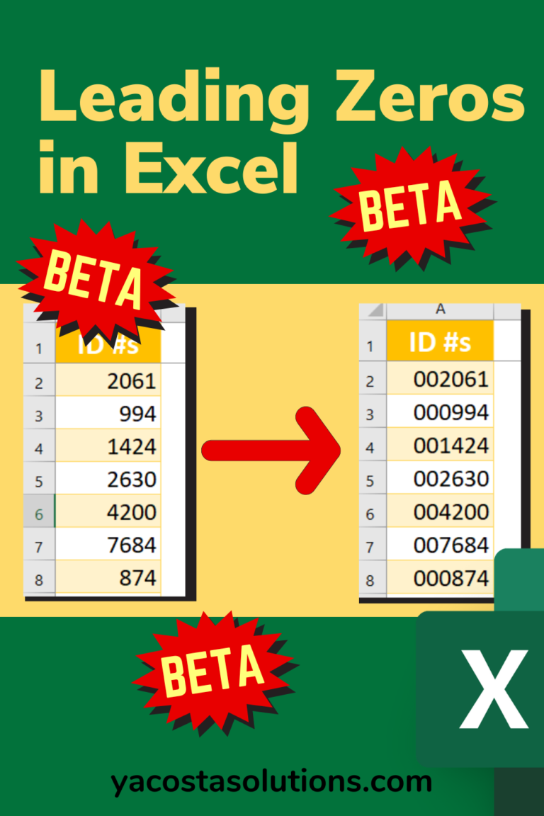 Excel Leading Zeros Setting (Beta) with pictures + video tutorial