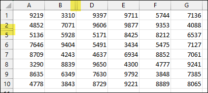 Double Bars Along Rows Columns are a Sign of Hidden Cells